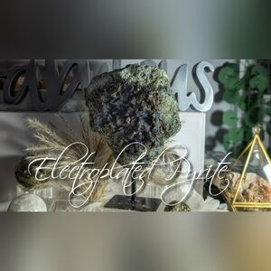 Electroplated Pyrite Crystal Cluster on Stand